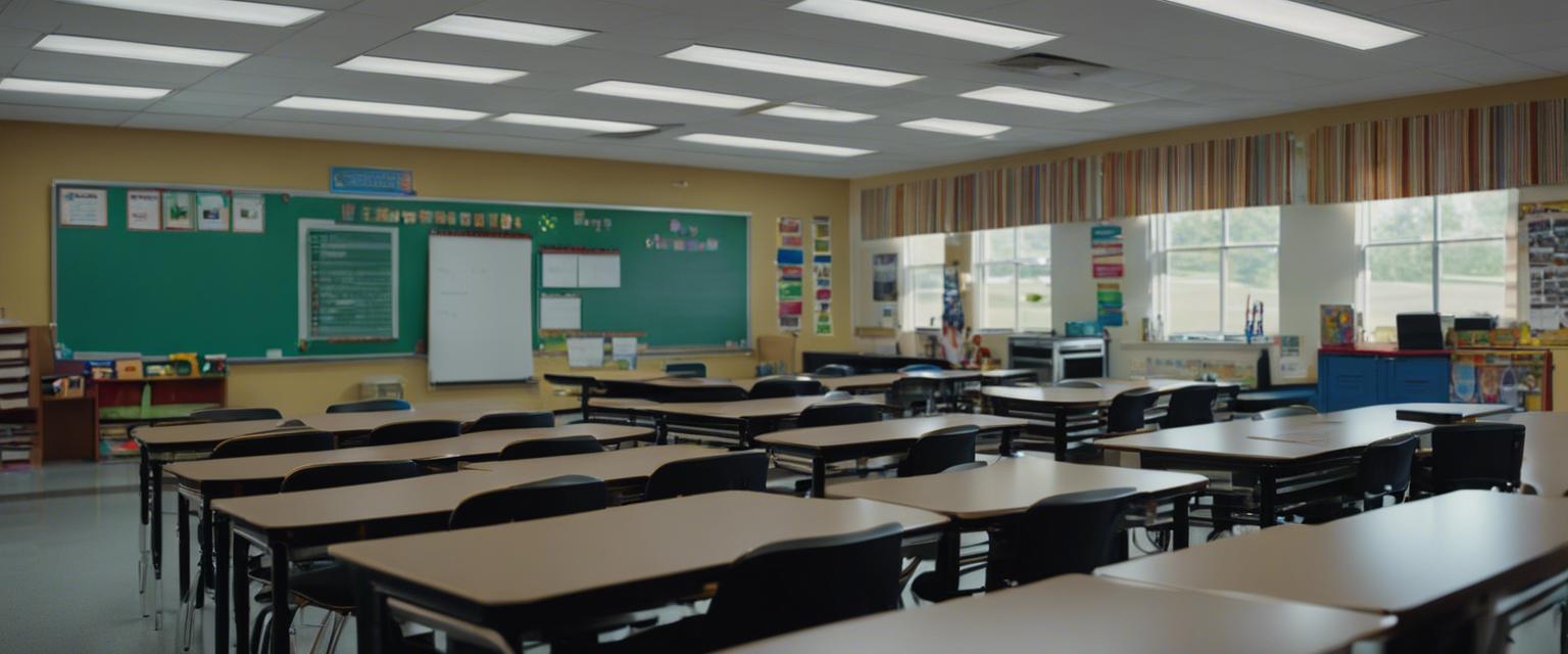 an image showcasing a clean well maintained classroom in arkansas with bright organized desks a whiteboard displaying educational content and a visibly rodent free environment emphasizing the importance of a safe learning space