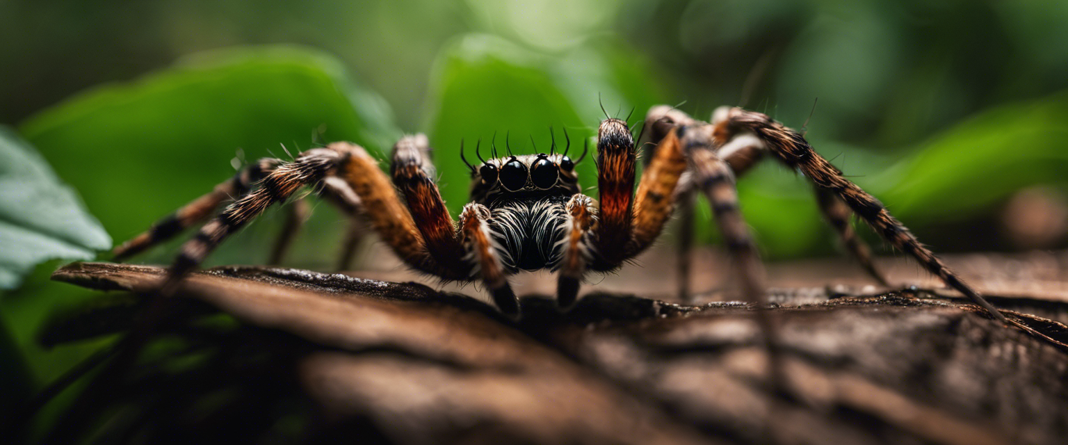 an image featuring a close up of a venomous spider lurking amidst the lush greenery of an arkansas forest